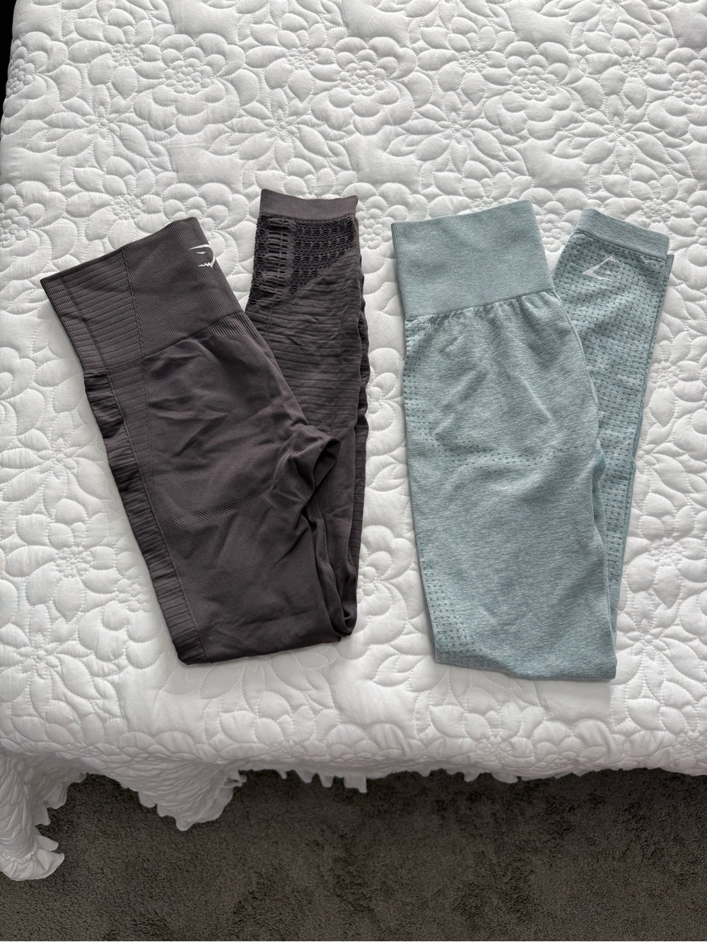 Gymshark Knock-Off High-Waist Leggings Purplish-Gray and Light Blue